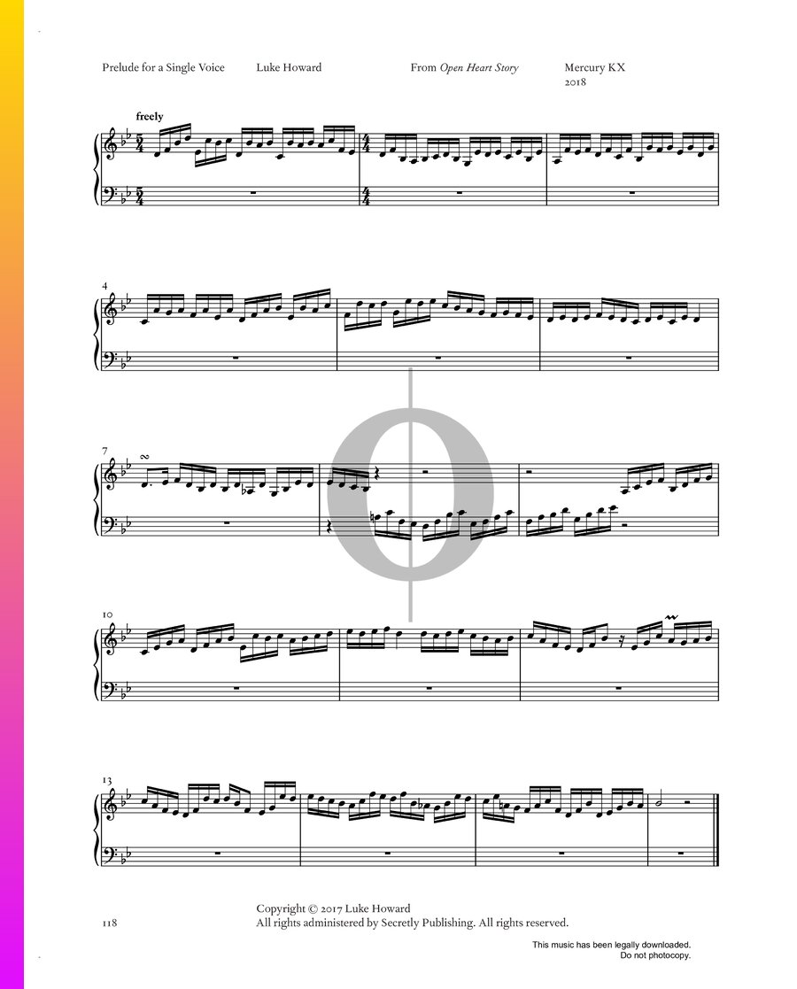 Prelude For A Single Voice (luke Howard) Piano Sheet Music - Oktav