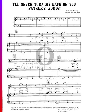 I'll Never Turn My Back On You (Father's Words) Partitura